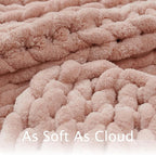 Esterra Chunky Knit Throw Blanket Newly Upgraded Heavy Tighter Version, Handmade Chenille Throw Super Soft, Thick Yarn Cable Knit Crochet Throw Blanket for Couch Bed Sofa, 50" x60, Coral Pink