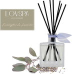 LOVSPA Reed Diffuser Set, DE-Stress Lavender Eucalyptus Scented Oil Diffuser with Sticks, Home Fragrance Accessories for Bathroom Shelf Decor, Aroma Diffusers for Home or Office Desk, USA Made