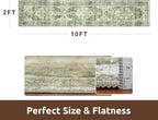 AMOAMI-2X10 Runner Rug-Washable Runners for Hallways-Soft Non Slip Bedside Rugs for Bedroom-Vintage Long Rug for Hallways Entryway Laundry Room Stair Kitchen Bathroom Green