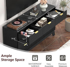 Fluted Black Dresser for Bedroom,9 Drawer Dresser for Closet,57" Wide Storage Cabinet and Chest of Drawers with Gold Handle,TV Stand,Storage Organizer for Living Room,Hallway,Entryway