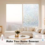 Volcanics Rainbow Window Privacy Film - Decorative Stained Glass Film, Static Window Clings, Heat Control Tinting - Grayish Silver, 35.4 x 78.7 inches