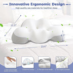 Cervical Neck Pillow for Neck and Shoulder, Side Sleeper Pillow for Adults, Neck Pillow, Orthopedic Contour Memory Foam Pillows for Side Back & Stomach Sleepers with Cooling Pillowcase