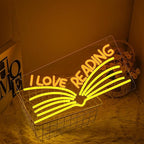 I Love Reading Neon Sign for Wall Decor, Yellow Read More Books Neon Light, Dimmable Classroom LED Light Up Sign for Classroom, Bookstore, Library, Bedroom