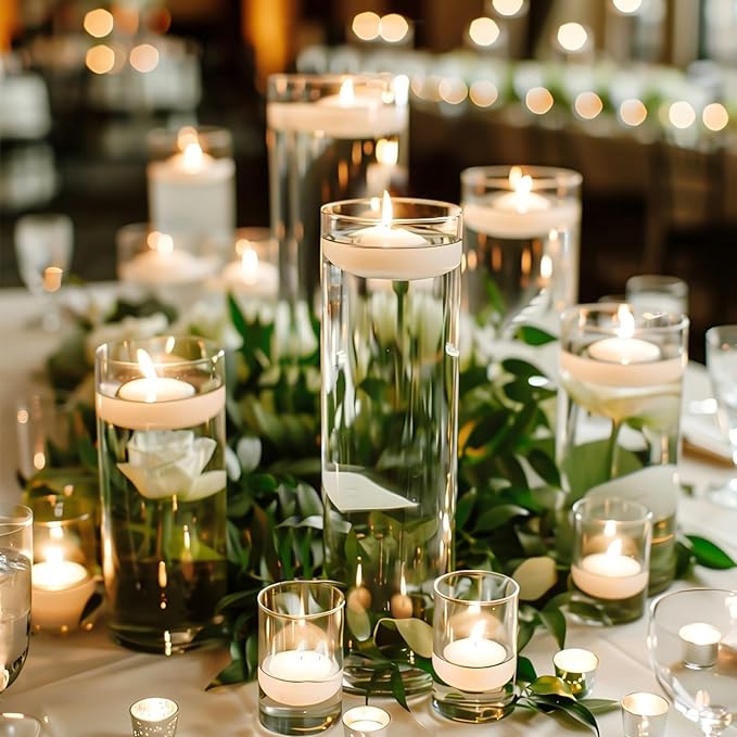 12pcs Glass Cylinder Vases for Centerpieces | 10 Inch Tall Flower Vase for Wedding Decorations, Floating Candle Holders for Dinner Table, Bridal Shower, Office Home Décor