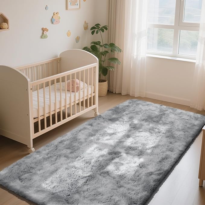 Soft Runner Rugs for Bedroom, Mottling Grey 2x8 Runners for Hallways Fluffy Rug Area Rug, Bedside Rug for Living Room Bedroom Kids Room Home Decor
