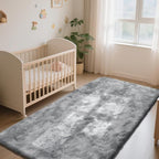 Soft Runner Rugs for Bedroom, Mottling Grey 2x6 Area Rugs Fluffy Rug Shaggy Area Rug Carpet, Bedside Rug for Living Room Bedroom Kids Room Home Decor