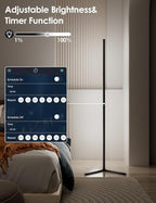 RGB Corner Floor Lamp, 64.5" RGB Color Changing Led Floor Lamp for Living Room APP and Remote Modern Light Bar with Music Sync and 16 Million Colors Dimmable Ambient Lighting for Bedroom
