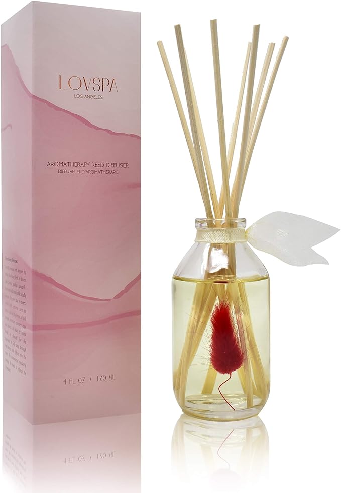 LOVSPA Reed Diffuser Set, Palo Santo Scented Oil Diffuser with Sticks, Home Fragrance Accessories for Bathroom Shelf Decor, Aroma Diffusers for Home or Office Fall Decor, USA Made