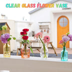 Color Bud Vases in Bulk - Set of 24 Mini Glass Bud Vases for Centerpieces, Colored Glass Vases, Colorful Bud Vase Set, Small Vases for Flowers, Modern Vase for Home, Wedding, Party Table Decor