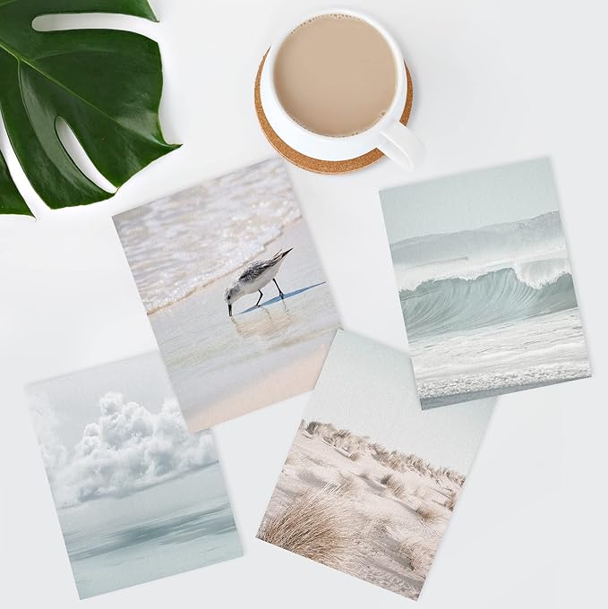 SIGNWIN Poster Bathroom Decor 11"x14"x 4, Wall Art Room Decor Multicolor for Living Room, Bedroom, Office White Nautical Ocean Sea Beach Grass Seagull Landscape Nature Wilderness Realism Landscape