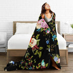 HGOD DESIGNS Wild Flowers Blanket for Women, Lightweight Soft Fleece Flannel Throw Blanket Peony Roses Sofa Couch Living Room 40x50 Inch