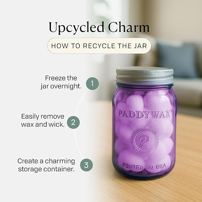 Paddywax Scented Candles Relish Collection Soy Wax Artisan Candle in Glass Jar with Lid, 9.5-Ounce, Lavender + Thyme