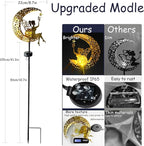 Solar Fairy Garden Decor for Outside,Solar Garden Lights Outdoor Decorative, Garden Statues Decor,Yard Decor,Patio Lawn Ornaments,Metal Yard Art,Unique Angel Gifts for Women,Mom Grandma,1PC