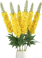 Delphinium Artificial Flowers,6PCS Yellow Faux Flowers 29.5" Realistic Fake Larkspur Silk Flowers with Stems for Tall Vase Wedding Home Garden Decor (Yellow)