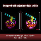 Ramen Neon Sign Dimmable LED Ramen Neon Light for Wall Decor Delicious Noodle Light Up Sign for Ramen Shop Resturant Dinning Room Kitchen (12"*15.5"USB)