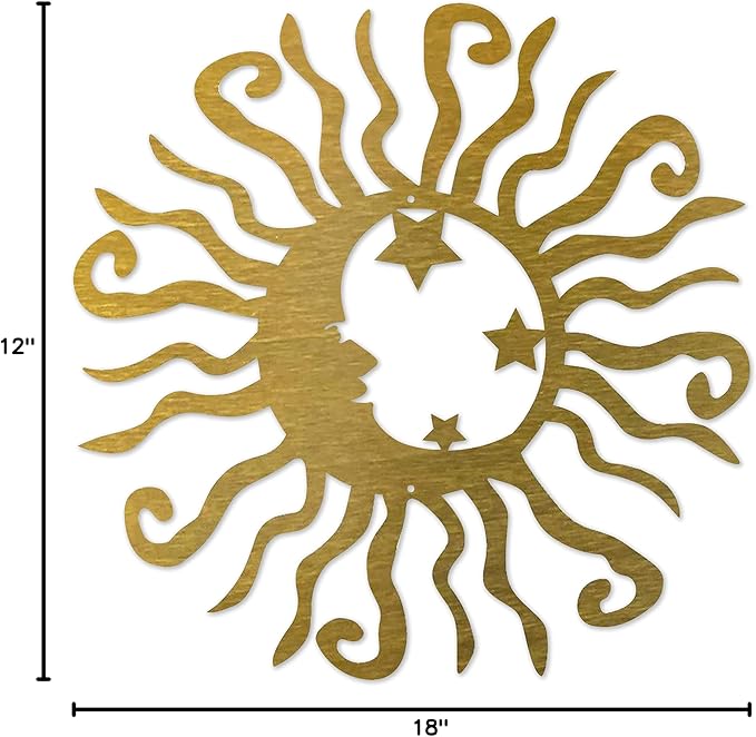 Riverside Designs Wacky Solar Moon Metal Wall Art Steel Outdoor Decor | Heavy-Duty and Waterproof | Made in USA (Gold, 18L x 18W)