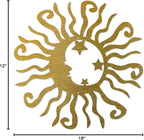 Riverside Designs Wacky Solar Moon Metal Wall Art Steel Outdoor Decor | Heavy-Duty and Waterproof | Made in USA (Gold, 18L x 18W)