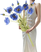 IPOPU 43.3" Poppy Flowers Artificial Flowers 6PCS Fake Silk Poppies Long Stem Artificial Flowers for Tall Vase for Wedding Party Home Decor(Royal Blue)