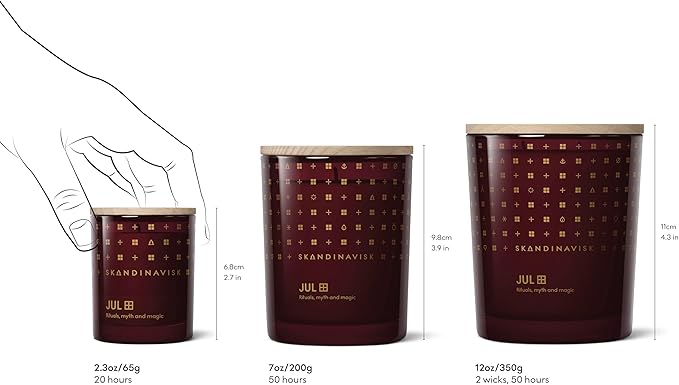Skandinavisk JUL 'Christmas' Scented Candle, Special Edition, Scent Notes: Baked Gingerbread, Winter Cloves and Spiced Oranges, Vegan Formula, 7.0 oz.