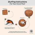 Moroccan Leather Handmade Pouf Ottoman Cover – Unstuffed Foot Stool, Boho Foot Rest for Living Room, Bedroom – Gift for Housewarming or Weddings