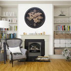 CLXEAST 24 Inch Moving Gear Wall Clock with World Map Pattern,Large Black Gold Metal Wall Clock for Modern Farmhouse Living Room Decor,Reloj De Pared para Sala