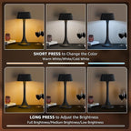 uuffoo Rechargeable Table Lamp, Outdoor Table lamp Cordless with Stepless Dimming & 3 Color Temperatures, Battery Operated Night Light for Patio, Bar, Restaurant, Home, Bedroom, Dining (Black)