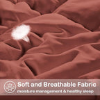 EASELAND Twin XL Down Alternative Comforter - Quilted Duvet Insert for All Seasons, Soft Lightweight with Corner Tabs, Summer Winter Warm Bedding, Terracotta 68×92 Inches