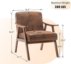 Furnimart Brown Accent Chair, Mid Century Modern Living Room Chair with Wood Frame, Comfy Armchair Wingback Chair for Office Study Vanity Bedroom Waiting Room