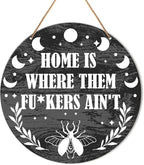 Muktoujaumai Witch Sign Decor, Witchy Hanging Sign Decor Rustic Wall Decorations Magic Witchcraft Sign for Gothic House, Living Room, Housewarming Gift for New House Home Wicca