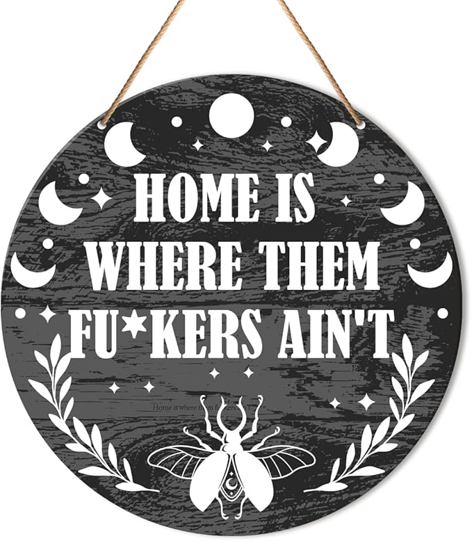 Muktoujaumai Witch Sign Decor, Witchy Hanging Sign Decor Rustic Wall Decorations Magic Witchcraft Sign for Gothic House, Living Room, Housewarming Gift for New House Home Wicca