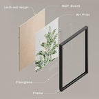 SIGNWIN Framed Green Pastel Forest Fern Leaf Wall Art, Set of 4 Collage Nature Garden Wall Decor Prints, Nature Wilderness Wall Décor for Living Room, Bedroom - 11"x14" Black