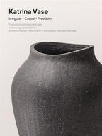 Black Ceramic Vase - Large 11.8 Inch Tall Floor Vase for Centerpieces, Farmhouse Rustic Minimalist Home Decor for Living Room, Enterway, Wedding (Sandstone Black)