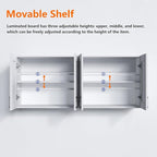 White Laundry Room Cabinets and Storage with 4 Doors and Utility Adjustable Shelf，Gabinetes Para Cocina Cupboard Kitchen Organizers and Storage Pantry Wall Mounted 12.4"D x 47.2"W x 19.7"H