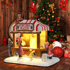 Christmas Village Collectible Buildings Christmas Village Houses Popcorn House with LED Light Musical USB Indoor Figurines Decoration Indoor Xmas Decor