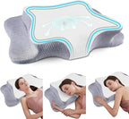 Cervical Neck Pillow for Pain Relief Sleeping, Contour Memory Foam Pillows, Ergonomic Side Sleeper Pillows for Adults, Cooling Orthopedic Neck Support Pillow for Back Stomach Sleepers