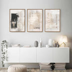 HPINUB Modern Abstract Canvas Wall Art, Set of 3 Framed Art Prints, Black and White Large Wall Painting, 16x24inch Neutral Minimalist Wall Decor for Living Room, Bedroom, Dining Room, Office, Bathroom