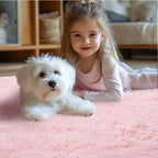 Pink Fluffy Rug for Girls Room: Pink Fuzzy Fug for Kids Room - 3x5 Furry Rug Bedroom Decor