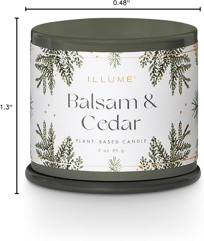 ILLUME Demi Vanity Tin Candle, Balsam & Cedar, Signature 3 oz.