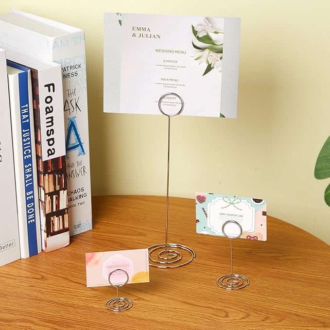 24 Pieces Table Number Holders 3 Size Place Card Holder Menu Table Sign Holder Tabletop Sign Memo Note Card Photo Stand Clips for Wedding Party