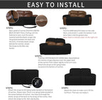 Easy-Going 6 Pieces Recliner Loveseat Stretch Sofa Slipcover Sofa Cover Furniture Protector Couch Soft with Elastic Bottom Kids, Spandex Jacquard Fabric Small Checks Black