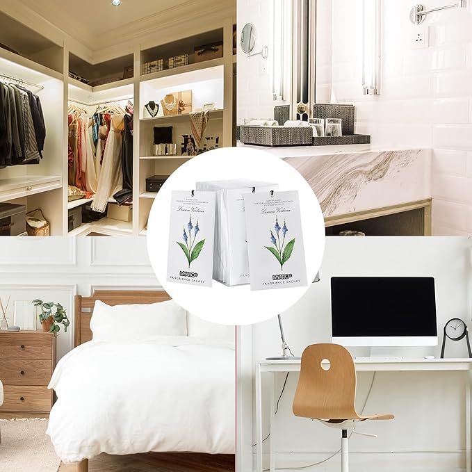 MYARO 12 Packs Lemon Verbena Scented Sachets for Drawer and Closet, Long-Lasting Sachets Bags Air Freshener, Fresh Scents Potpourri Bags Home Fragrance for Lover