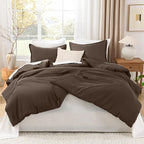 Litanika Comforters Full Size Chocolate, 3 Pieces Lightweight Solid Bedding Set & Collections, All Season Fluffy Bed Set (79x90 Inches Comforter & 2 Pillowcases)