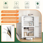 Letaya Storage Cabinet with Doors and Shelves,Small Freestanding Bathroom Floor Metal Cabinets -White