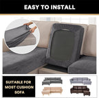 PrinceDeco Sectional Couch Covers 3 Pieces Velvet Sofa Covers L Shape Soft Couch Covers for Sectional Sofa Corner Sofa Cover Couch Cover for Dogs Washable (2 Seater + 1 Chaise,Grey)