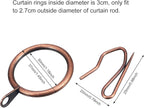Hotop 60 Pieces 1.26 Inch Metal Drapery Curtain Rings Curtain Hanging Rings and 60 Pieces Metal Drapery Pin Hooks for Drapes Window Door Shower (Bronze)