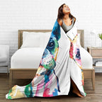 HGOD DESIGNS Watercolor French Bulldog Fleece Throw Blanket Ultra Soft Cozy Blooming Decorative Flannel Blanket All Season for Home Couch Bed Chair Travel 50x60in