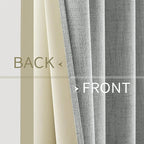 MIULEE 100% Blackout Linen Curtains for Bedroom Thermal Insulated Glacier Gray Grommet Room Darkening Curtains & Drapes for Living Room Nursery 52 x 84 Inch (2 Panels)