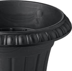 PL10BK Classic Traditional Plastic Urn Planter Indoor/Outdoor, 15" x 13", Black