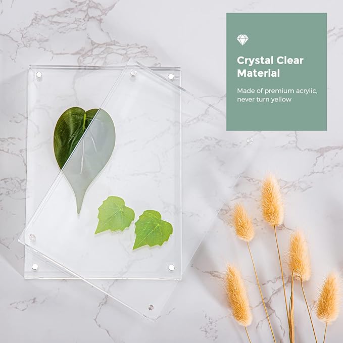 SYNTRIFIC 4x6 Acrylic Picture Frame 5 Pack,10+10mm Thickness Acrylic Frame,Freestanding Double Sided Frames Lucite Frameless Transparent Gift for Desktop Display