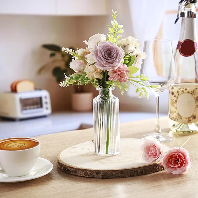 Honeydak Set of 24 Plastic Bud Vases, Vintage Decorative Mini Flower Vases Bulk for Table Centerpieces, Wedding Reception, Home Decor, Housewarming Gifts